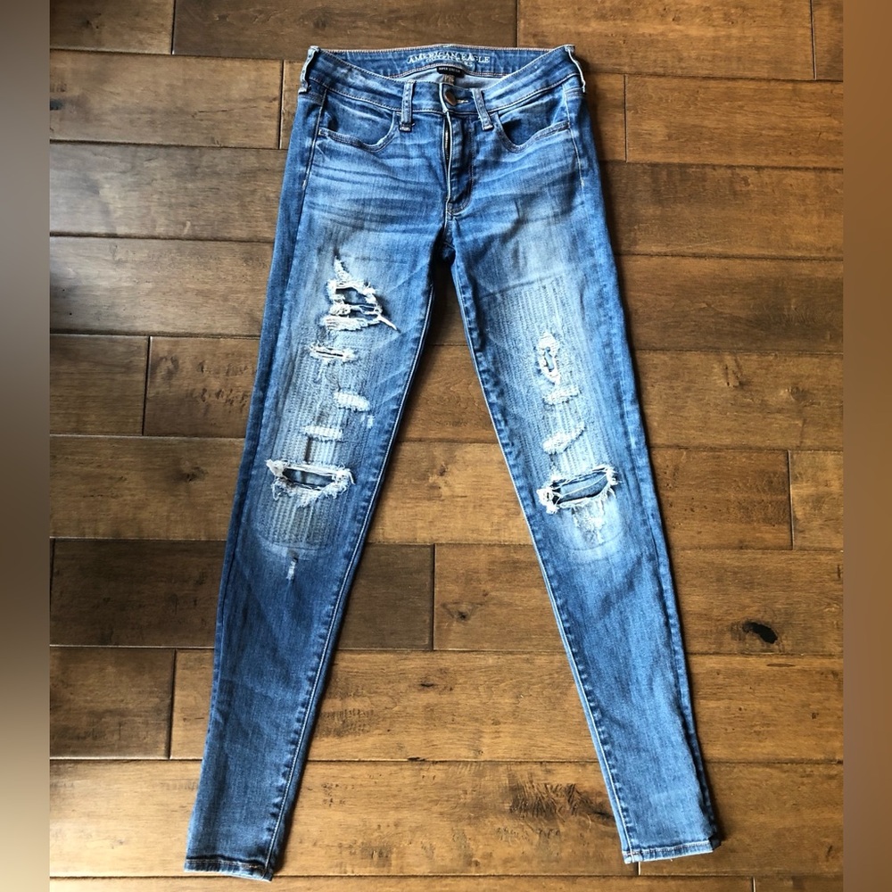 American Eagle Outfitters Ripped Blue Skinny Jeans